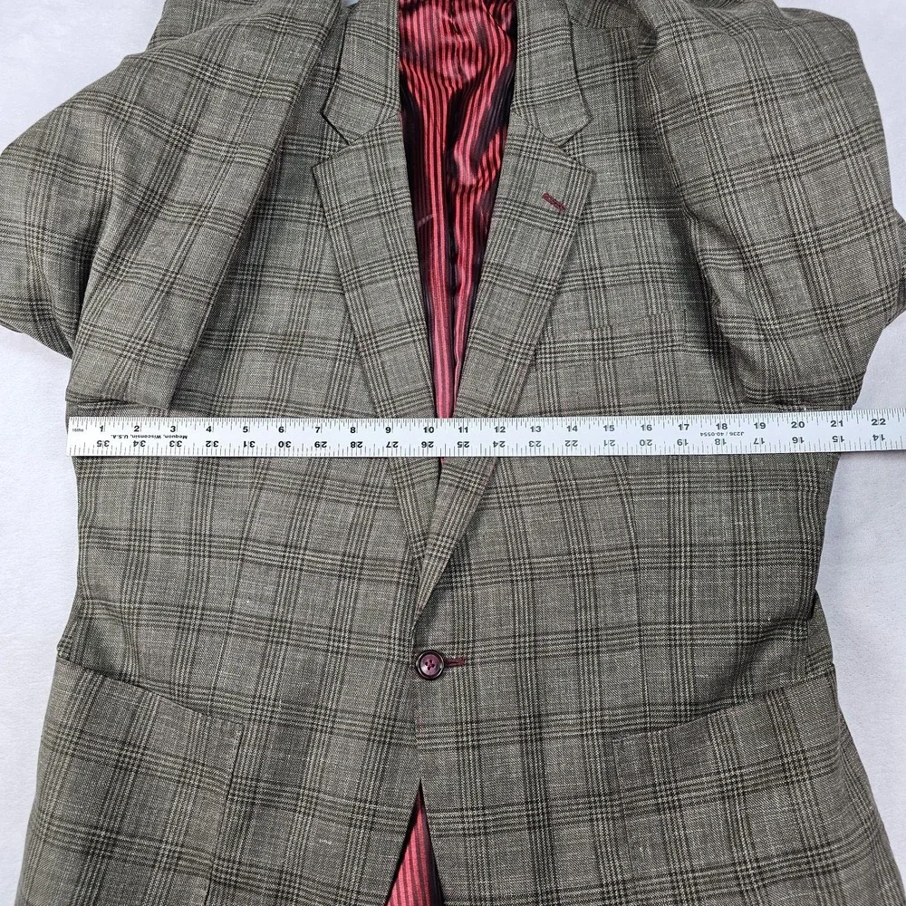 Marzoni Sam's Tailor BESPOKE Blazer Sport Coat 42R Olive Black Pink Houndstooth